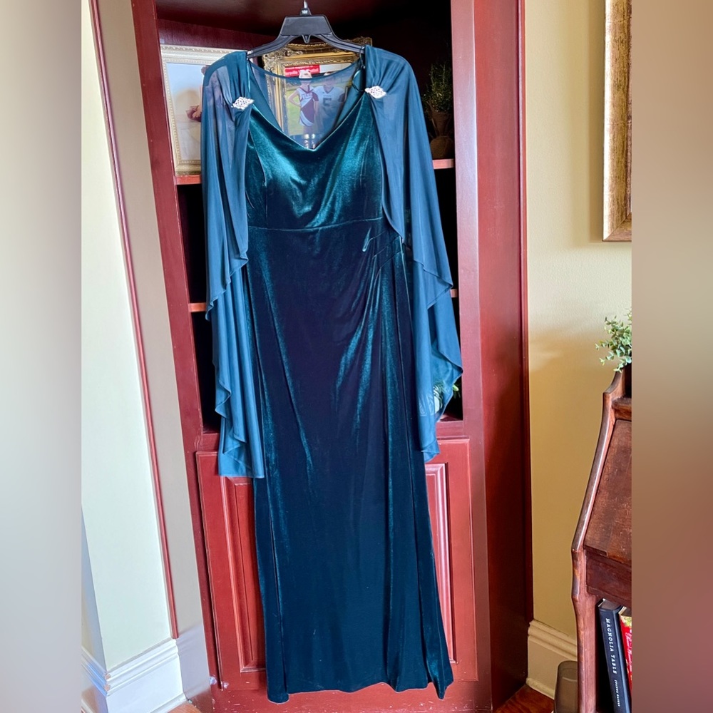 Emerald green evening gown